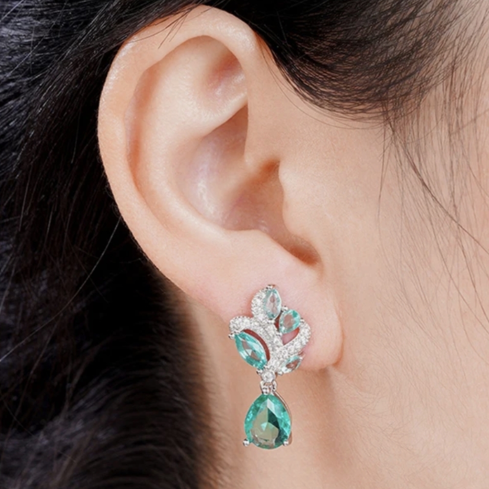 CZ stunning earrings blue and silver.